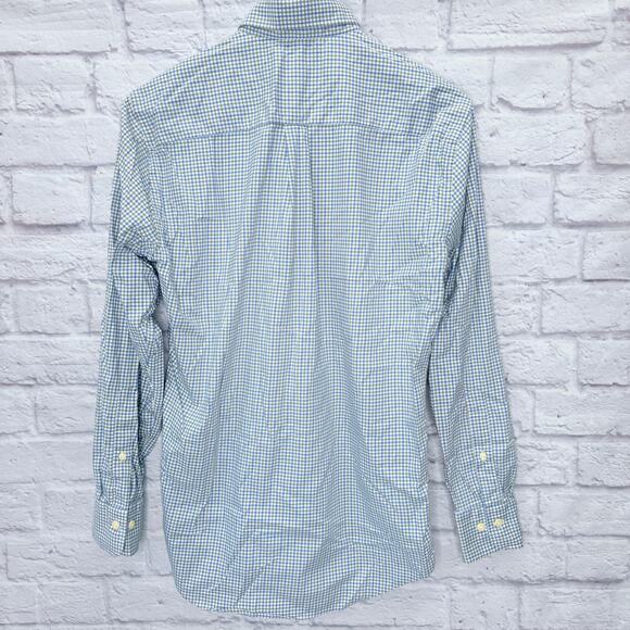 Peter Millar Long Sleeve Button Down Shirt Size S White Plaid Check Blue Green - Picture 6 of 6